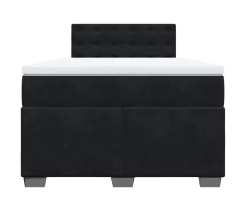 Atsperu Gulta Ar Matraci, Melns Samts, 120X190 Cm Vidaxl