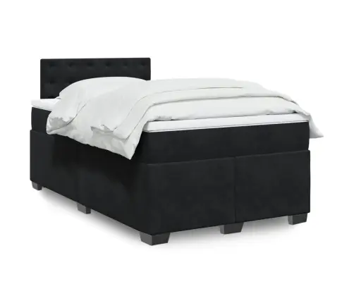 Atsperu Gulta Ar Matraci, Melns Samts, 120X190 Cm Vidaxl