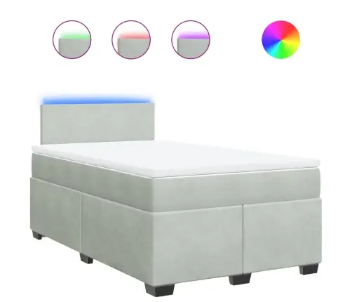 Atsperu Gulta Ar Matraci, Gaiši Pelēka Samts, 120X200 Cm Vidaxl