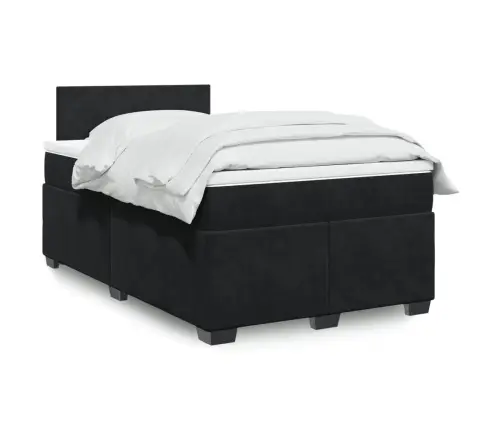 Atsperu Gulta Ar Matraci, Melna Samts, 120X200 Cm Vidaxl