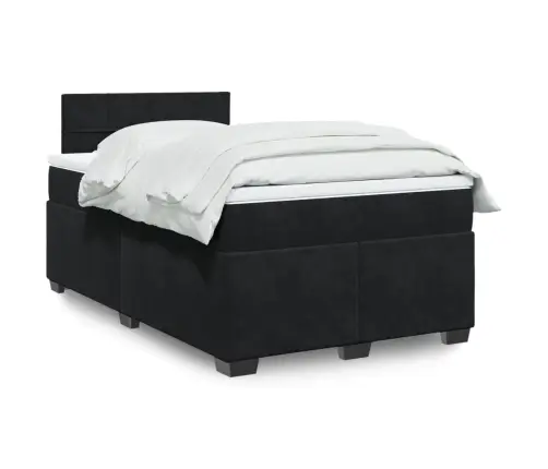 Atsperu Gulta Ar Matraci, Melna Samts, 120X200 Cm Vidaxl