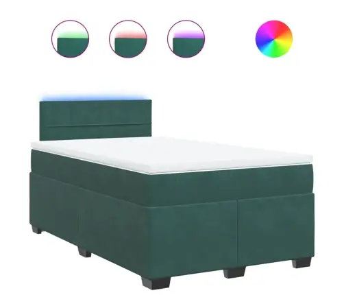 Lova Su Spyruoklėmis Ir Čiužiniu, Žalia, 120X200cm Aksomas