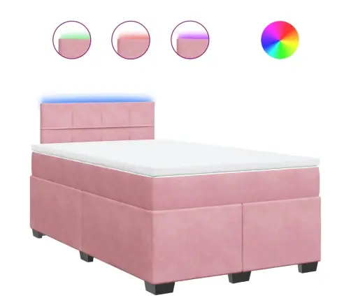 Atsperu Gulta Ar Matraci, Rozā Samts, 120X200 Cm Vidaxl