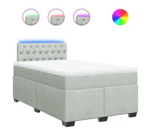 Lova Su Spyruoklėmis Ir Čiužiniu, Pilka, 120X200cm Aksomas