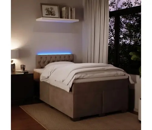 Lova Su Spyruoklėmis Ir Čiužiniu, Pilka, 120X200cm Aksomas