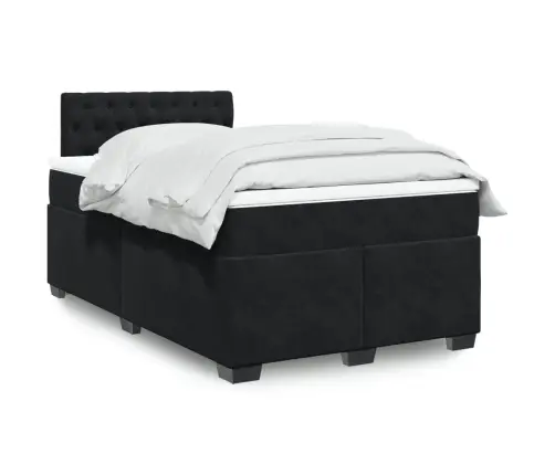 Lova Su Spyruoklėmis Ir Čiužiniu, Juoda, 120X200cm Aksomas