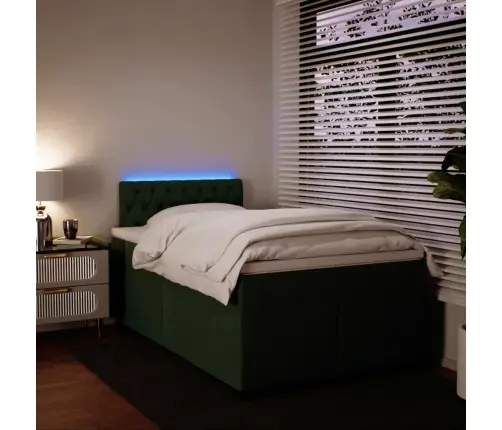 Lova Su Spyruoklėmis Ir Čiužiniu, Žalia, 120X200cm Aksomas