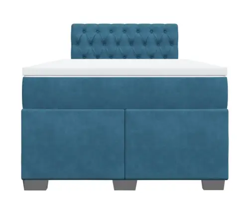 Atsperu Gulta Ar Matraci, Zils Samts, 120X200 Cm Vidaxl