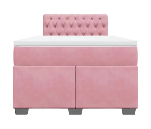 Atsperu Gulta Ar Matraci, Rozā Samts, 120X200 Cm Vidaxl