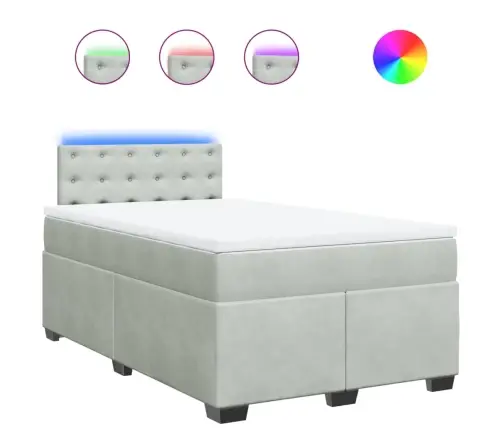 Atsperu Gulta Ar Matraci, Gaiši Pelēka Samts, 120X200 Cm Vidaxl