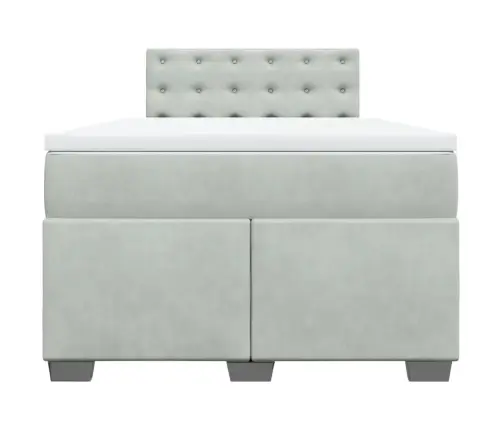 Atsperu Gulta Ar Matraci, Gaiši Pelēka Samts, 120X200 Cm Vidaxl