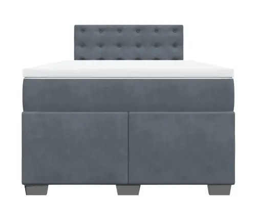 Atsperu Gulta Ar Matraci, Tumši Pelēka Samts, 120X200 Cm Vidaxl