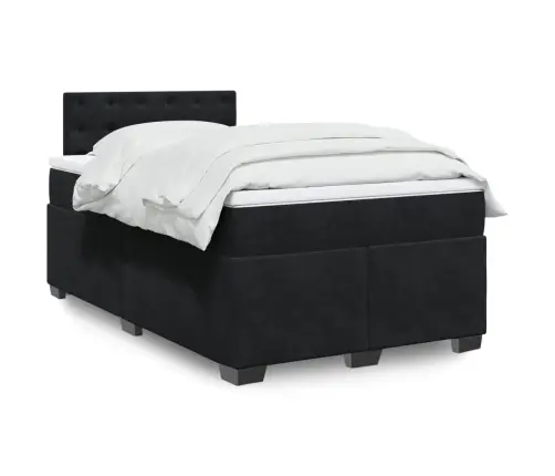 Atsperu Gulta Ar Matraci, Melna Samts, 120X200 Cm Vidaxl