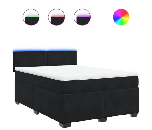 Atsperu Gulta Ar Matraci, Melna Samts, 140X190 Cm Vidaxl