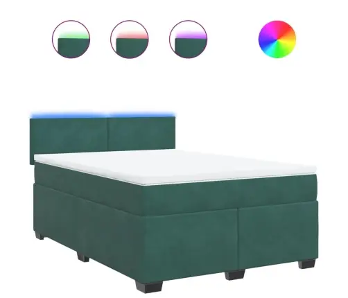 Atsperu Gulta Ar Matraci, Tumši Zaļš Samts, 140X190 Cm Vidaxl