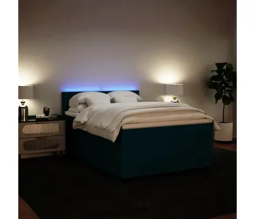 Atsperu Gulta Ar Matraci, Zils Samts, 140X190 Cm Vidaxl