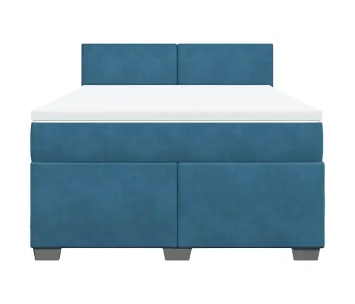 Atsperu Gulta Ar Matraci, Zils Samts, 140X190 Cm Vidaxl