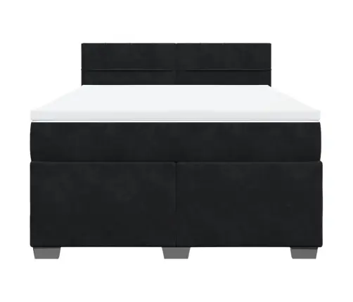 Kontinentaalvoodi Madratsiga,Must, 140X190 cm Samet