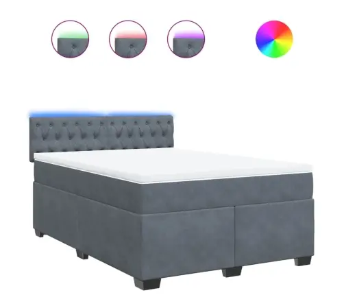 Atsperu Gulta Ar Matraci, Tumši Pelēka Samts, 140X190 Cm Vidaxl