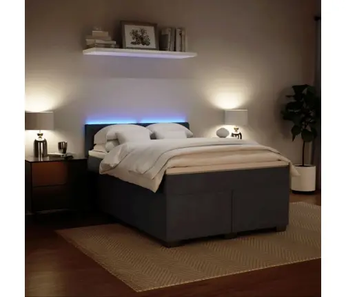 Atsperu Gulta Ar Matraci, Tumši Pelēka Samts, 140X190 Cm Vidaxl