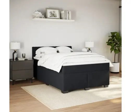 Atsperu Gulta Ar Matraci, Melna Samts, 140X190 Cm Vidaxl