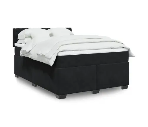 Atsperu Gulta Ar Matraci, Melna Samts, 140X190 Cm Vidaxl