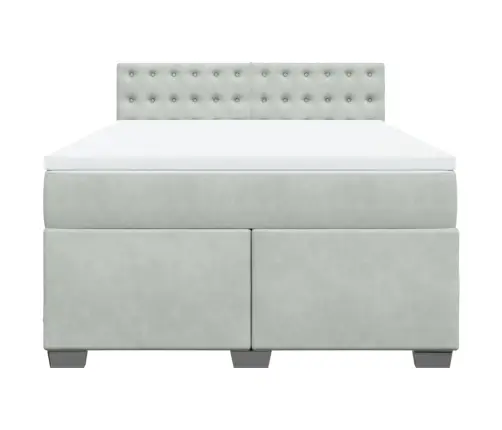 Atsperu Gulta Ar Matraci, Gaiši Pelēka Samts, 140X190 Cm Vidaxl