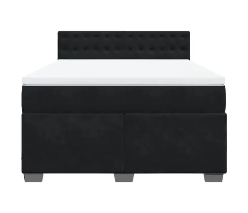 Atsperu Gulta Ar Matraci, Melna Samts, 140X190 Cm Vidaxl