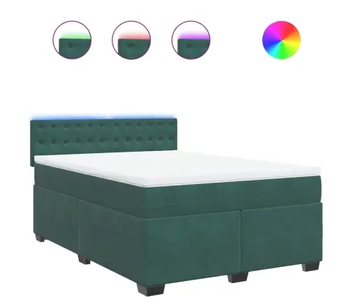 Lova Su Spyruoklėmis Ir Čiužiniu, Žalia, 140X190 cm Aksomas