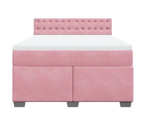 Kontinentaalvoodi Madratsiga, Roosa, 140X190 cm Samet