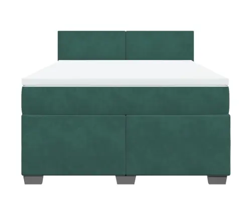 Atsperu Gulta Ar Matraci, Tumši Zaļš Samts, 140X200 Cm Vidaxl