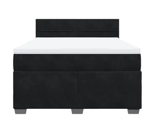 Atsperu Gulta Ar Matraci, Melna Samts, 140X200 Cm Vidaxl