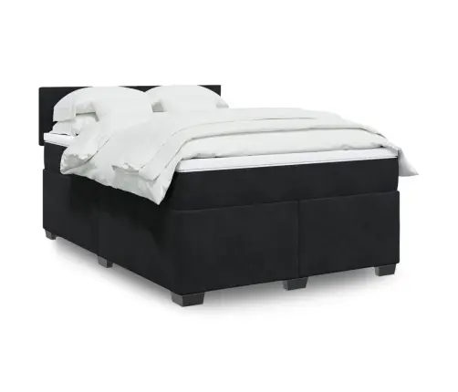 Atsperu Gulta Ar Matraci, Melna Samts, 140X200 Cm Vidaxl