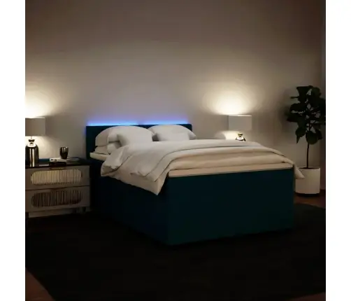 Atsperu Gulta Ar Matraci, Zils Samts, 140X200 Cm Vidaxl