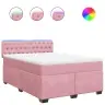 Atsperu Gulta Ar Matraci, Rozā Samts, 140X200 Cm Vidaxl