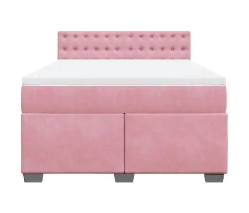 Atsperu Gulta Ar Matraci, Rozā Samts, 140X200 Cm Vidaxl