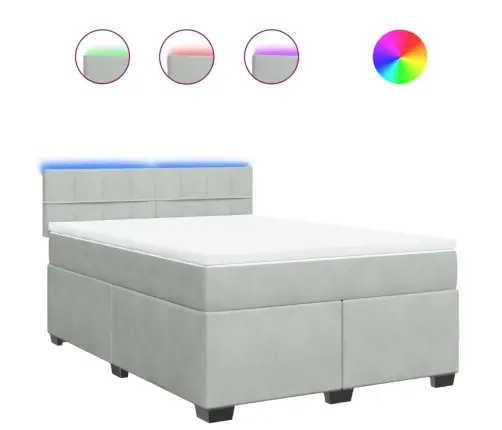 Atsperu Gulta Ar Matraci, Gaiši Pelēka Samts, 160X200 Cm Vidaxl