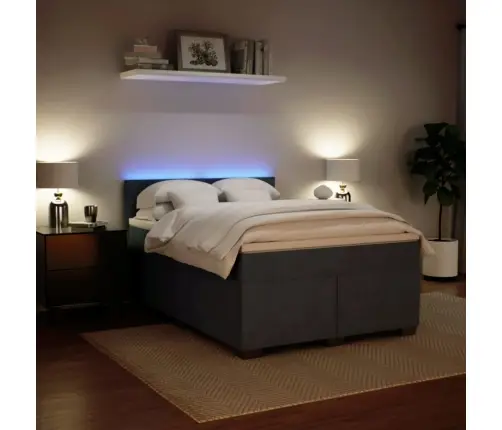 Kontinentaalvoodi Madratsiga, Tumehall, 160X200 cm Samet