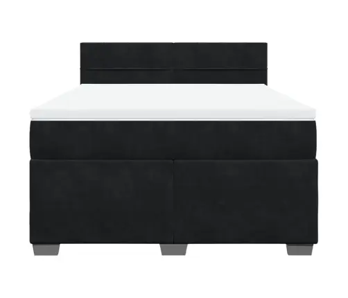 Atsperu Gulta Ar Matraci, Melna Samts, 160X200 Cm Vidaxl