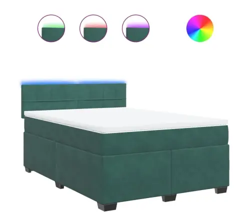 Lova Su Spyruoklėmis Ir Čiužiniu, Žalia, 160X200 cm Aksomas