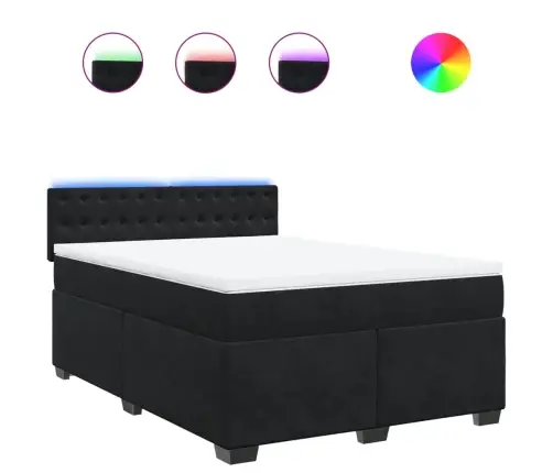 Atsperu Gulta Ar Matraci, Melna Samts, 160X200 Cm Vidaxl