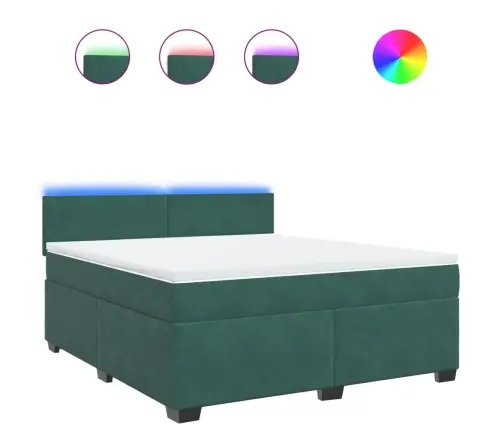 Lova Su Spyruoklėmis Ir Čiužiniu, Žalia, 180X200 cm Aksomas