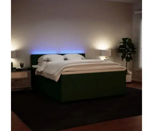 Lova Su Spyruoklėmis Ir Čiužiniu, Žalia, 180X200 cm Aksomas