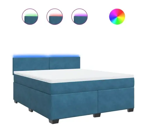 Atsperu Gulta Ar Matraci, Zils Samts, 180X200 Cm Vidaxl