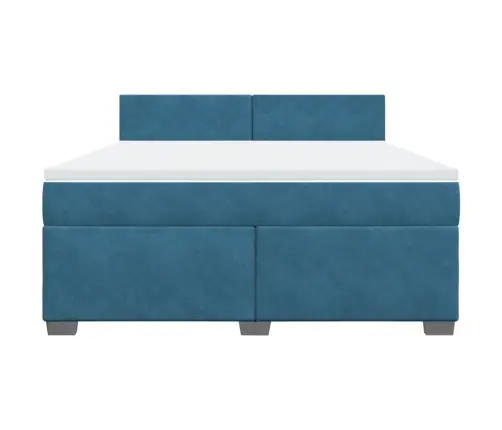 Atsperu Gulta Ar Matraci, Zils Samts, 180X200 Cm Vidaxl