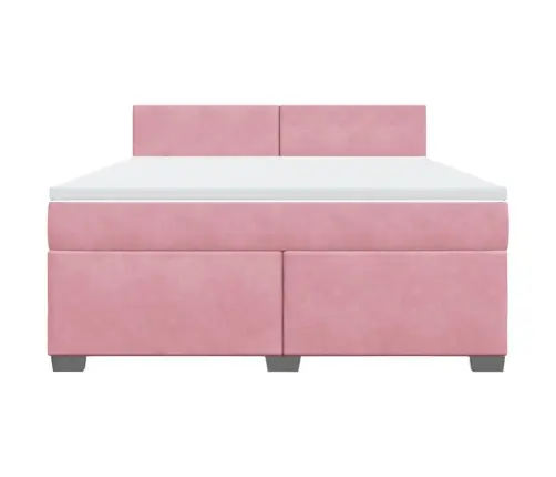 Atsperu Gulta Ar Matraci, Rozā Samts, 180X200 Cm Vidaxl