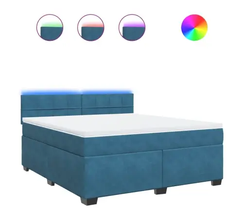 Atsperu Gulta Ar Matraci, Zils Samts, 180X200 Cm Vidaxl