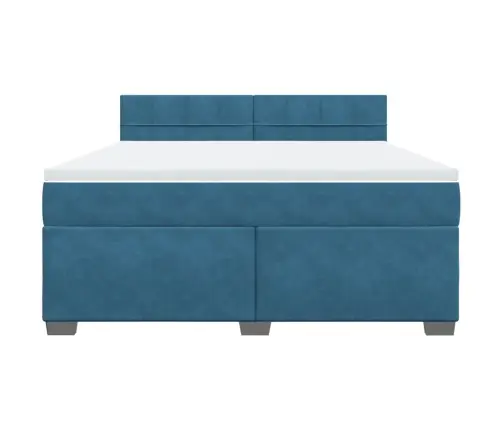 Atsperu Gulta Ar Matraci, Zils Samts, 180X200 Cm Vidaxl