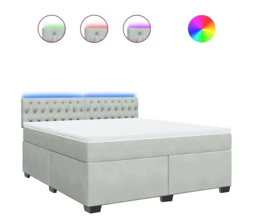 Atsperu Gulta Ar Matraci, Gaiši Pelēka Samts, 180X200 Cm Vidaxl