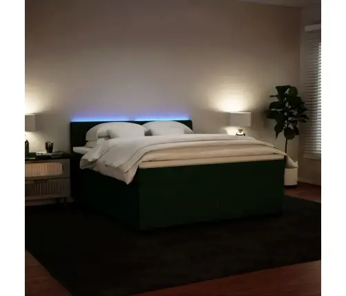 Atsperu Gulta Ar Matraci, Tumši Zaļš Samts, 180X200 Cm Vidaxl